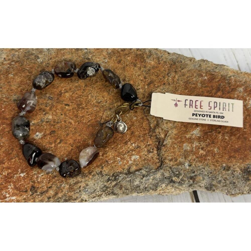 Free Spirit‎ Peyote Bird Sterling Silver Genuine Stone Nugget Bracelet J141